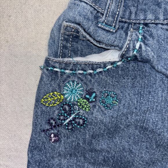 Vintage Baby Girl 18 Mon Faded Glory Butterfly Embroidered Jean Shorts W/Pockets - Picture 6 of 6